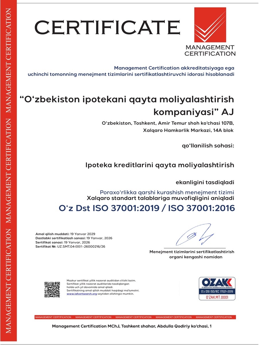 Sertifikat ISO 37001:2019