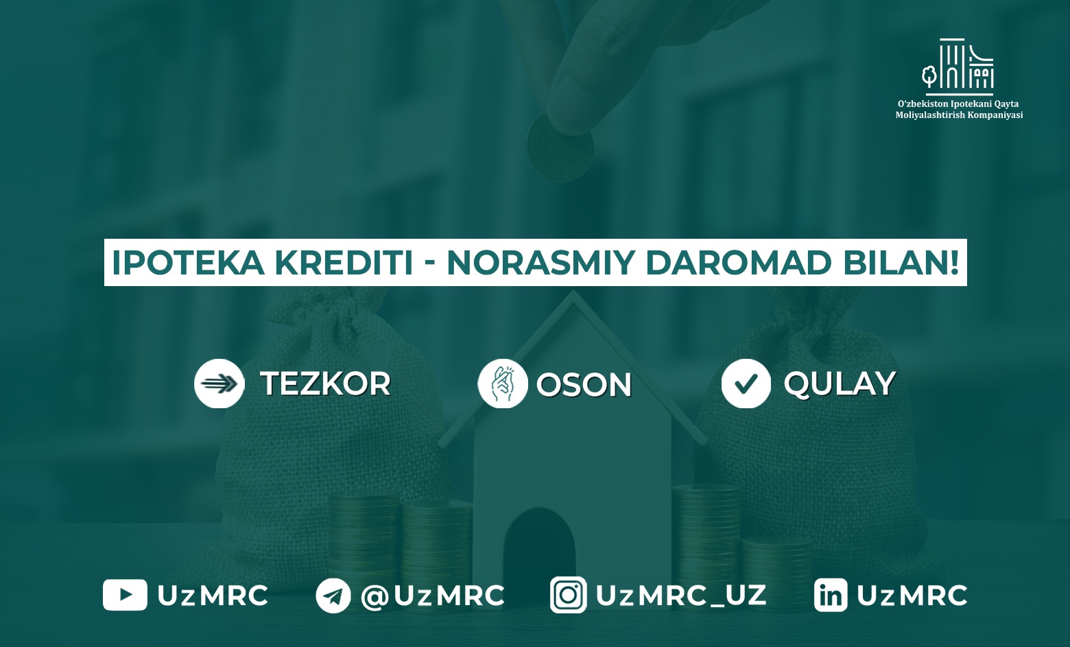 Kompaniya bugundan boshlab norasmiy daromadga ega mijozlarga berilgan ipoteka kreditlarini qayta moliyalashtirishni yo‘lga qo‘ydi.